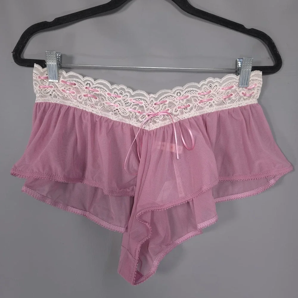 ANTHROPOLOGIE LYREBIRD Womens New Panties Lingeries MEDIUM Lace Mesh Pink